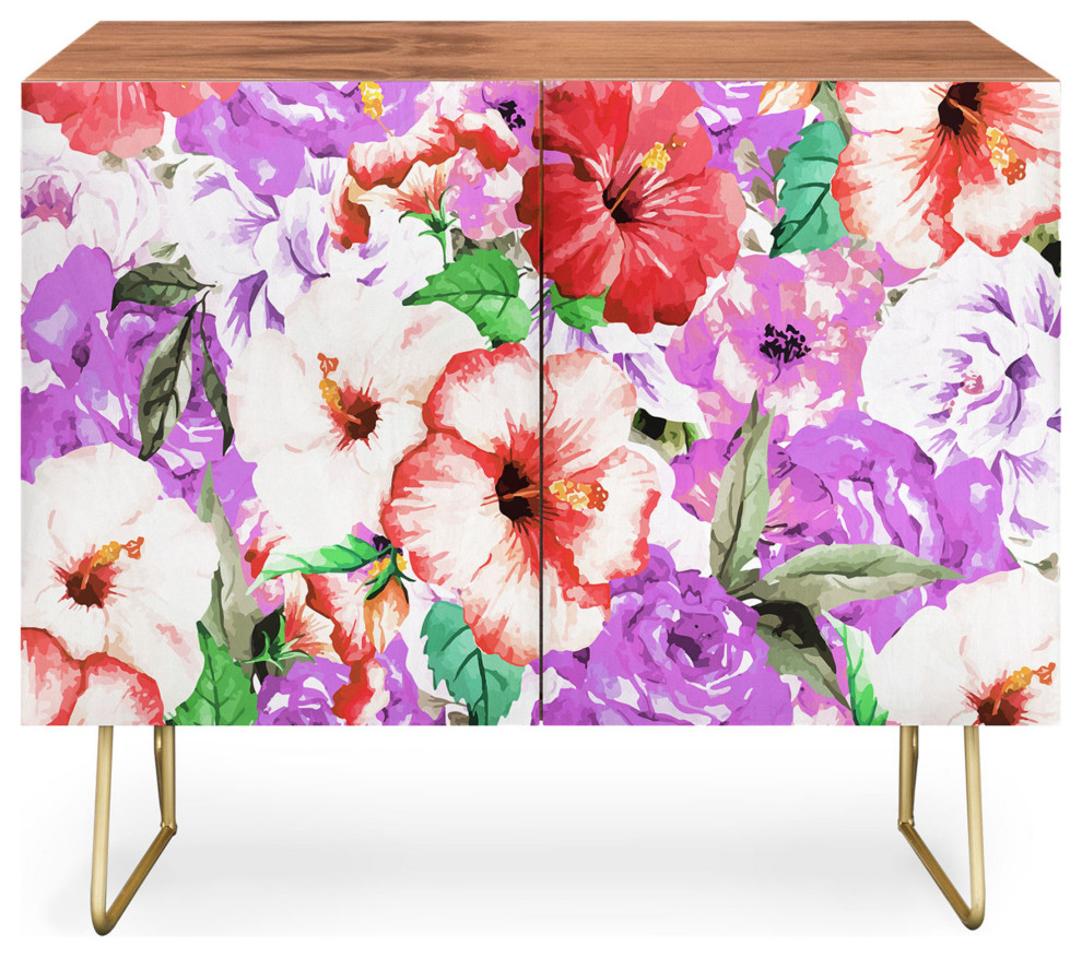 Deny Designs Purple Floral Credenza - Midcentury - Buffets And Sideboards - By Deny Designs | Houzz within Deny Designs Isabella Garden Credenza, Birch, Gold Steel Legs