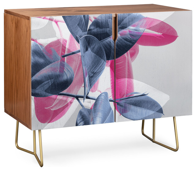 Deny Designs Shadow Leaves Credenza - Midcentury - Buffets And Sideboards - By Deny Designs | Houzz inside Deny Designs Isabella Garden Credenza, Birch, Gold Steel Legs