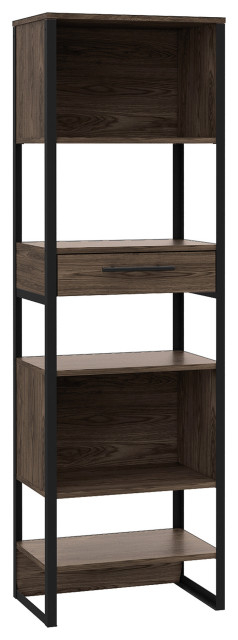 Depot E-Shop Lirio Bookcase, Dark Walnut - Contemporary - Bookcases ... in Depot E-Shop Bosko 3 Doors Armoire, Two Drawers, One Door Cabinet, Two Door...