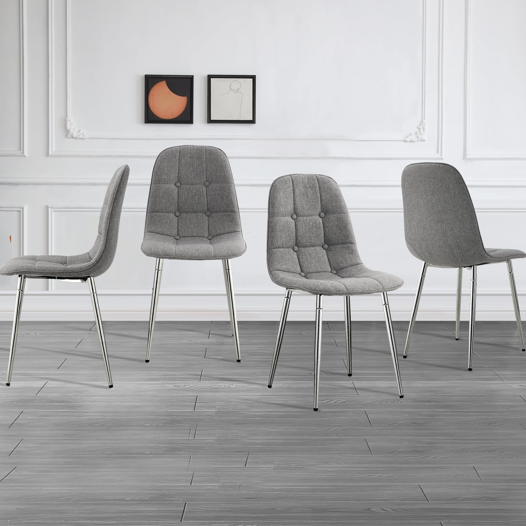 Dining Chairs Set Of 4,Kitchen Chairs Set Of 4,Dining Room Chairs With Black Metal Legs,Modern ... for Gear Dining Side Chair Set Of 4, Gray