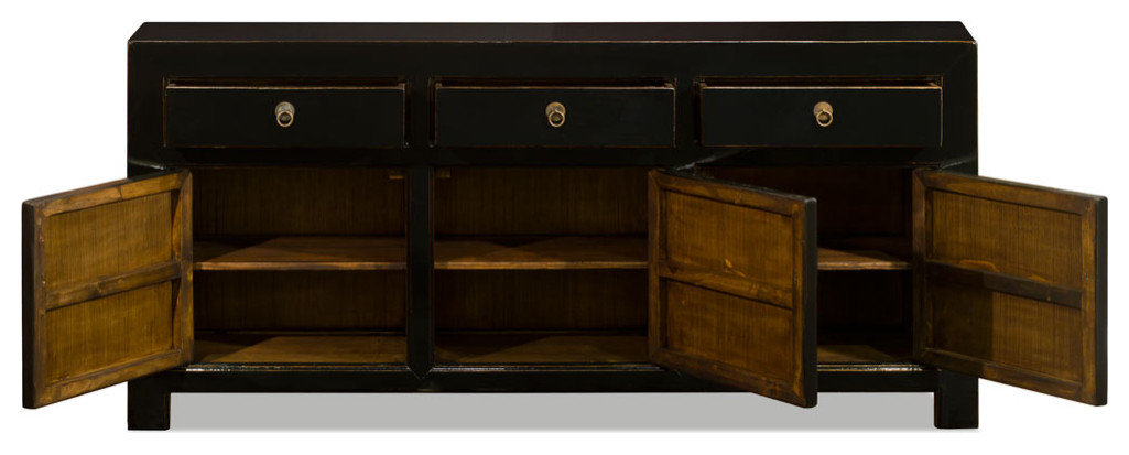 Distressed Black Elmwood Chinese Ming Cabinet - Asian - Buffets And ... for Ming Style Black Distressed Sideboard