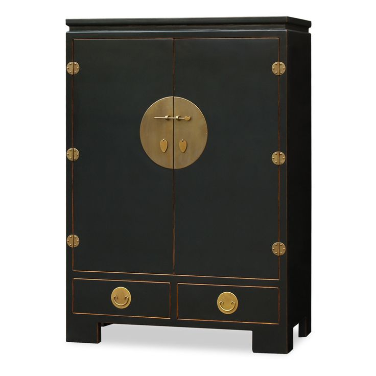Distressed Black Elmwood Chinese Ming Tv Armoire for Distressed Black Elmwood Chinese Ming Armoire