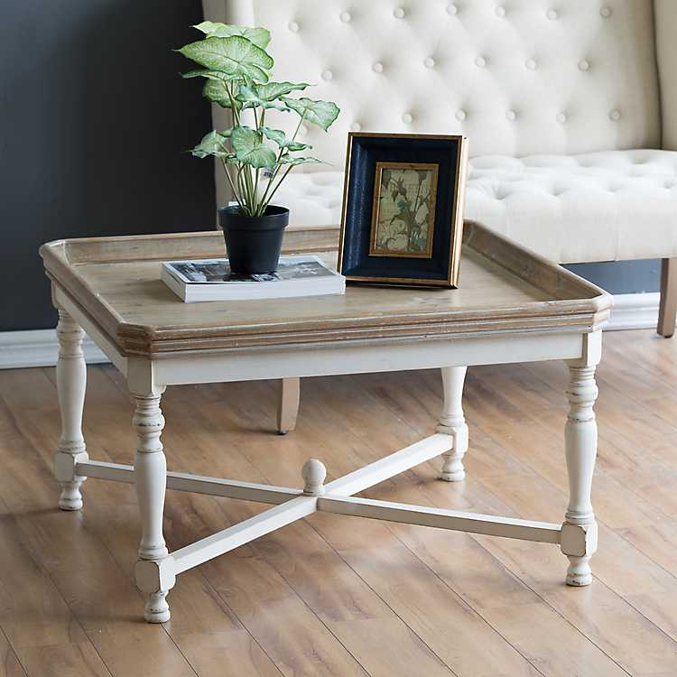 Distressed White Coffee Table regarding Distressed White Coffee Table With Turned Legs And Two-Tiered Storage