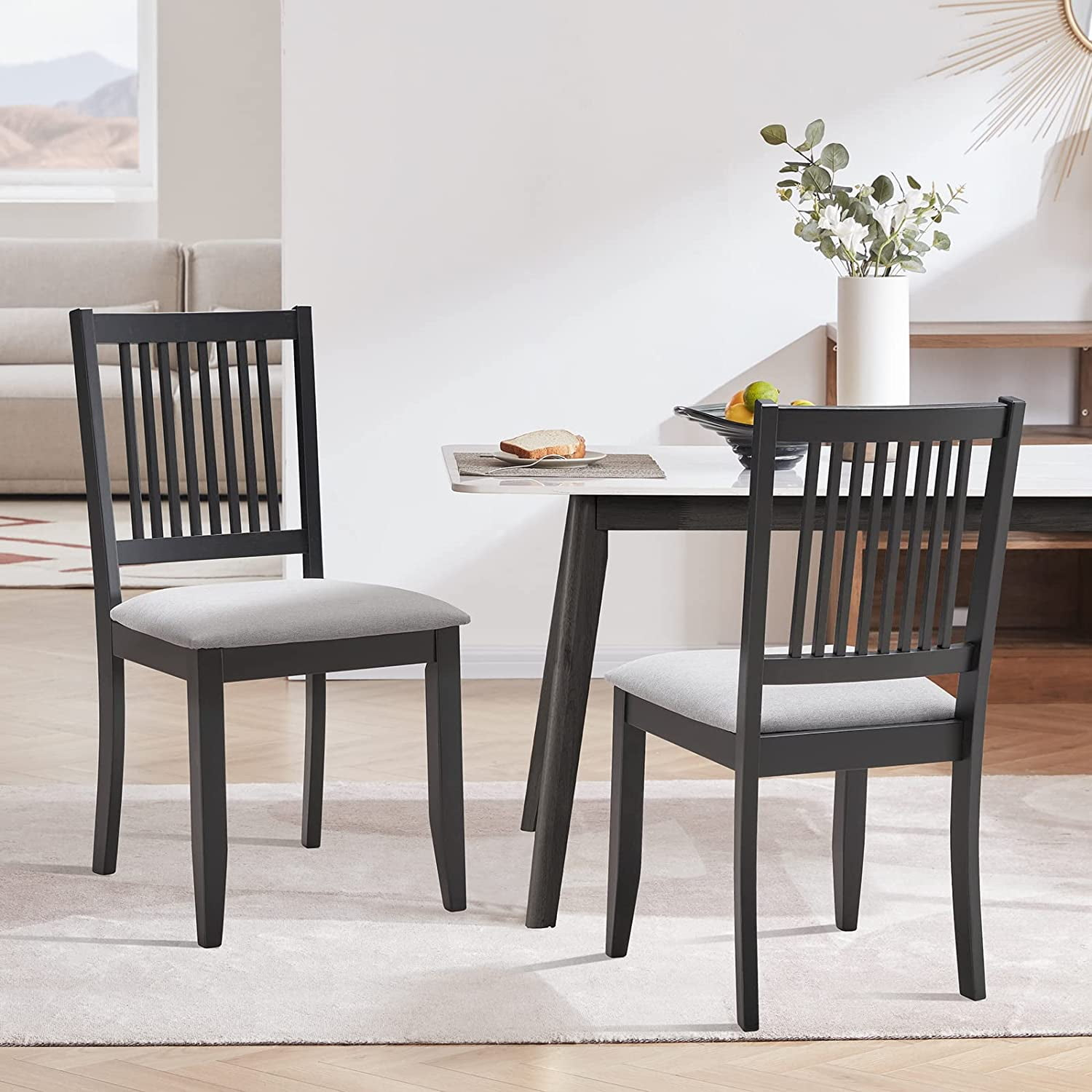 Duhome Rubber Wood Dining Chairs Set Of 2, Slat Back Farmhouse Dining ... regarding What to Consider When Choosing Foster Gray Dining Chairs Set of 2 for Your Home