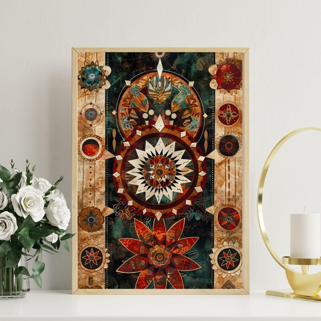 Earthbound Heritage: Tribal Symbols In Natural Hues | Wall Art | Printable Wall Art | Trendy ... regarding The Earthbound Home A Calming Retreat Inspired By Natural Materials