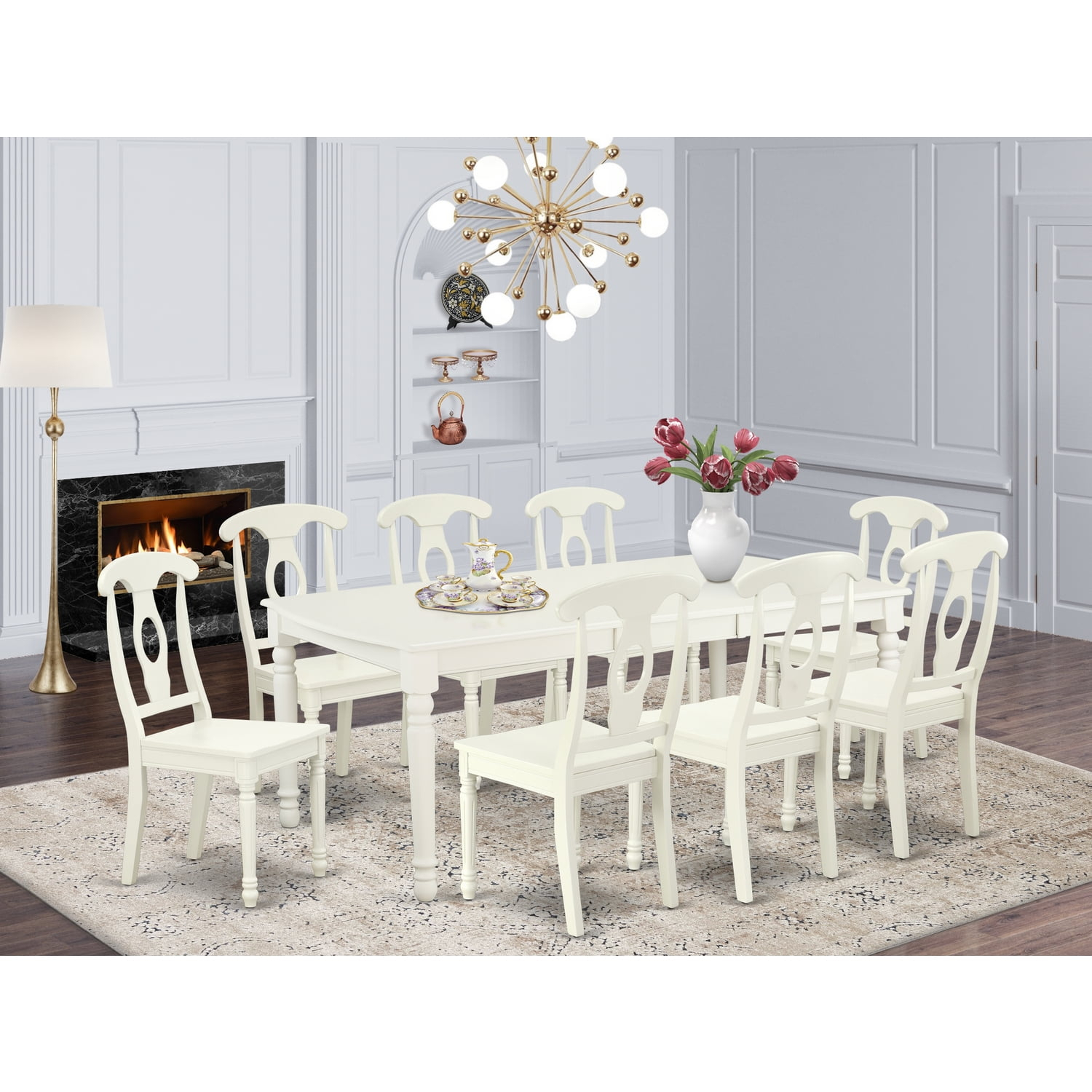 East West Furniture Dover 9-Piece Wood Dining Table And Chairs In Linen White - Walmart.com inside Creating Lasting Memories Around Your East West Furniture Dover Table