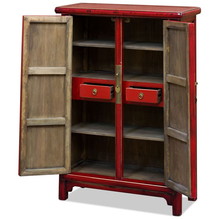 Elmwood Distressed Red Ming Chinese Cabinet, By China Furniture And ... with Unveiling the Charm of Distressed Red Ming Wedding Armoires