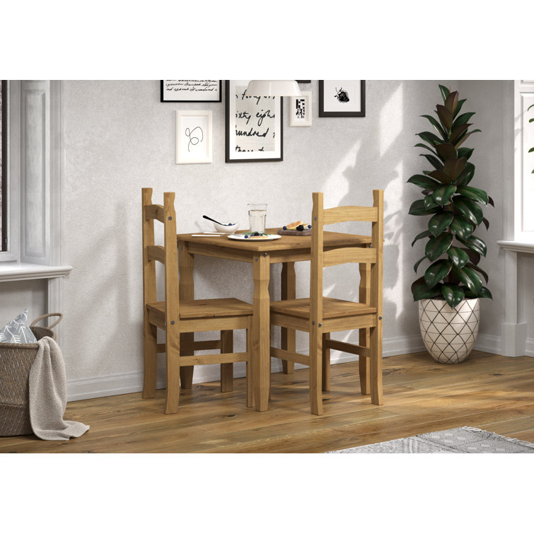 Fernleaf Bennett 2 - Person Pine Solid Wood Dining Set &amp;amp; Reviews ... intended for Fernleaf Fabric Upholstered Wood And Cane Expandable 7-Piece Dining Set, Natural Brown/Beige