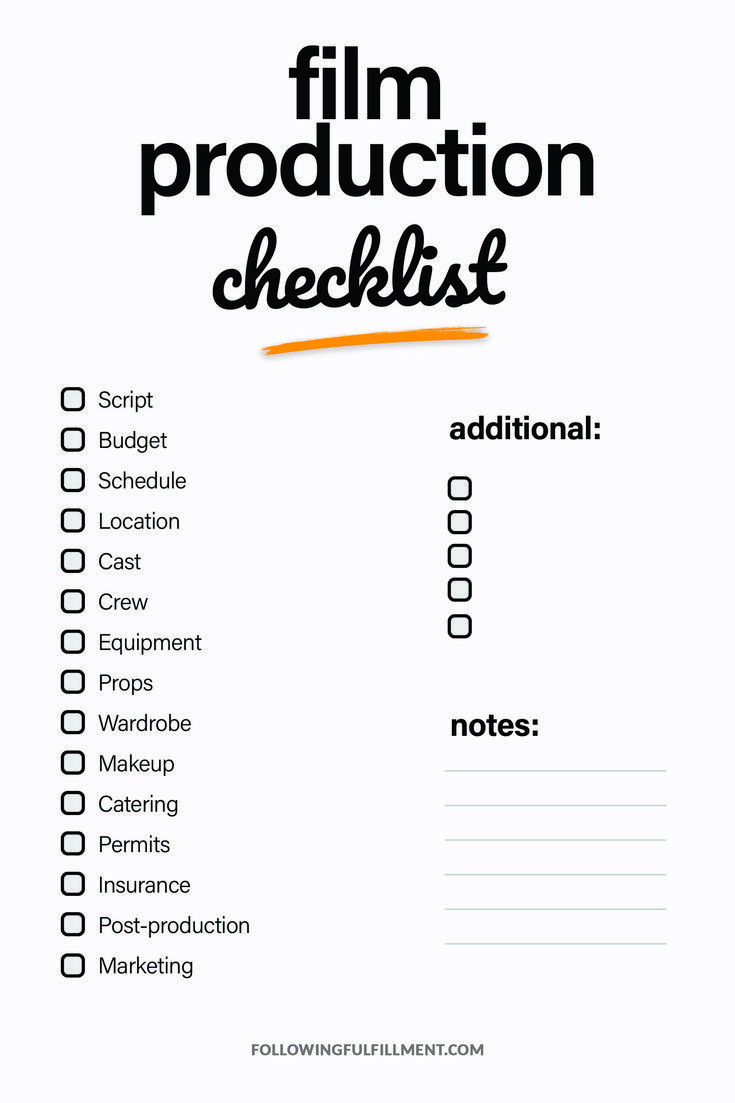 Film Production Checklist | Checklist, Checklist Template, Quotes To Live By with regard to Cinematic Attraction Living Room Board With Shopping List