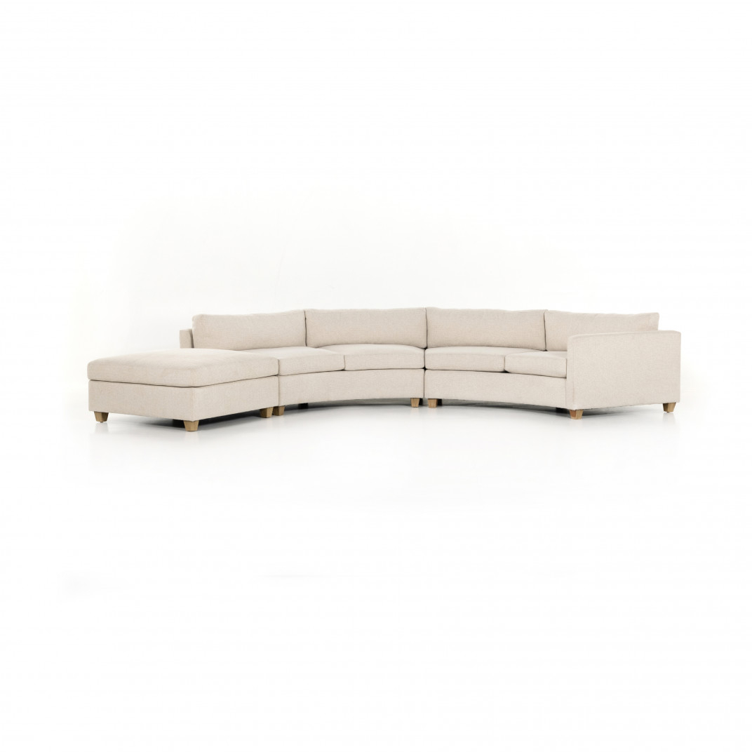 Four Hands Heidi 2-Piece Right Arm Facing Sectional W Ottoman Ivory ... in The Versatility of a Right-Arm Facing Sectional Enhanced by a Beige Ottoman