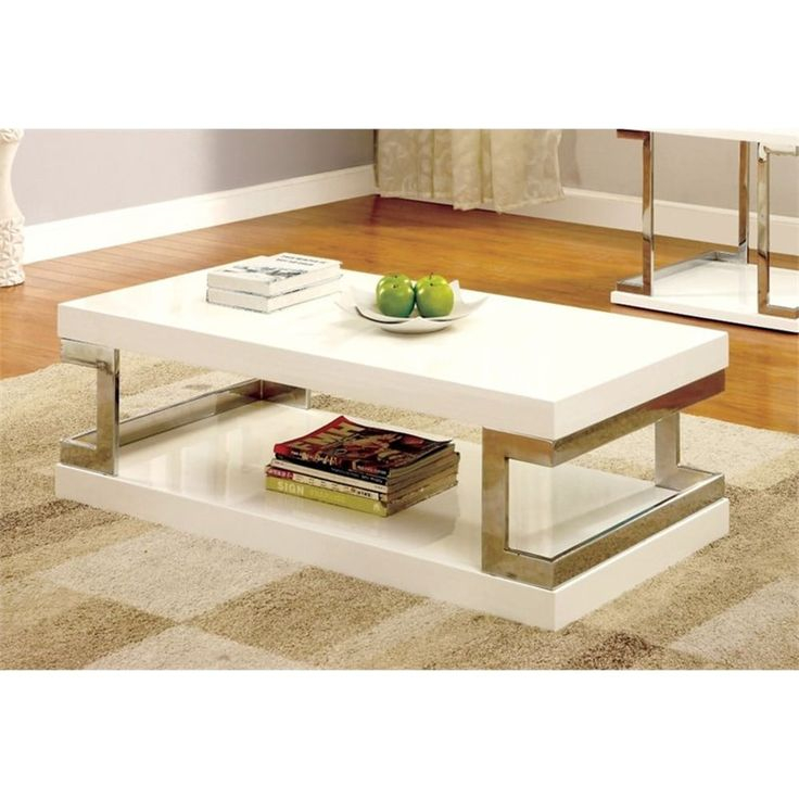 Furniture Of America Bargunde Contemporary Wood Coffee Table In Glossy ... regarding Bowery Hill Contemporary Distressed Wood Coffee Table In White