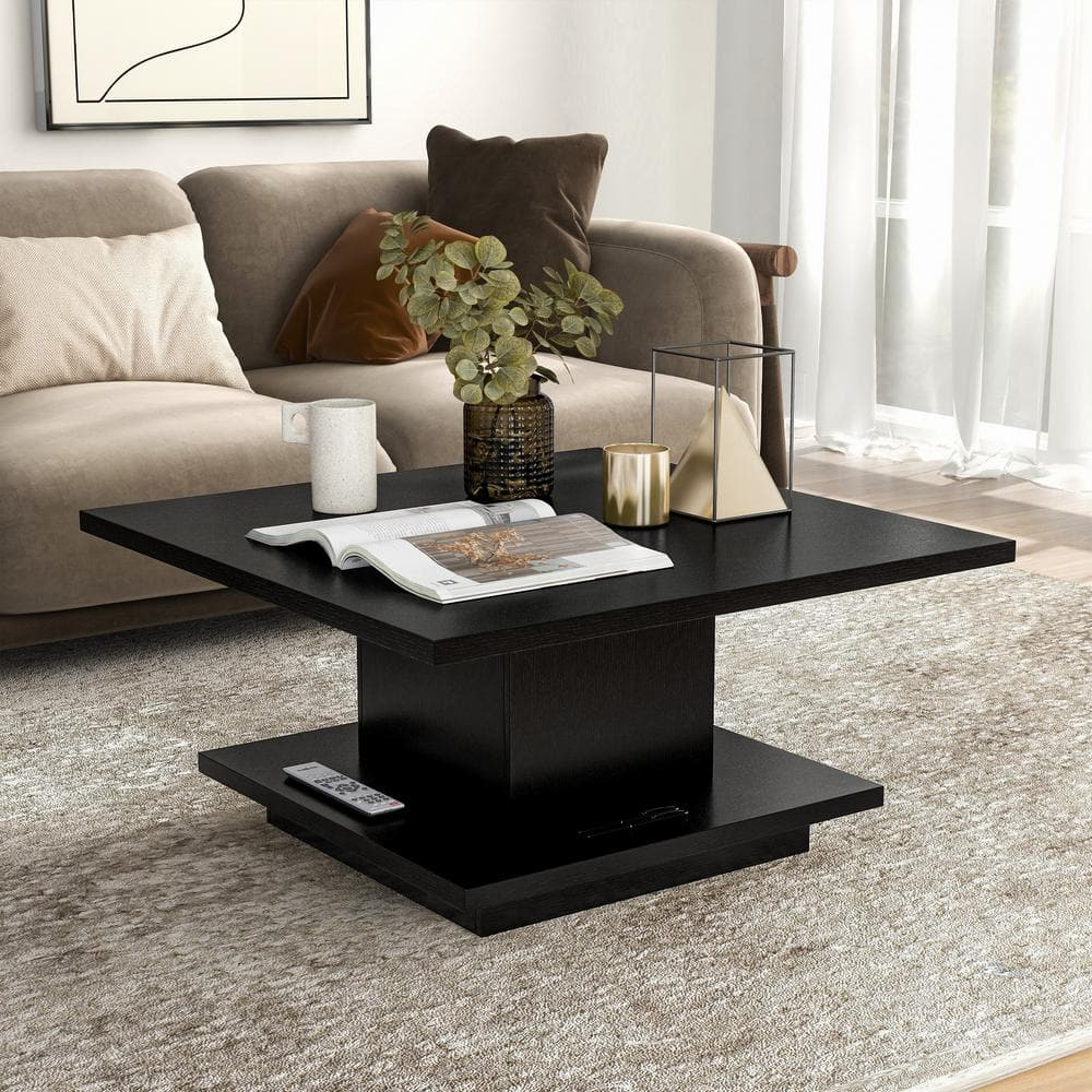 Furniture Of America Boa Vista 31 In. Black Square Mdf Coffee Table ... in Understanding the Design of the Boa Vista Coffee Table Storage Solutions