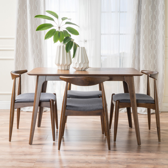 Gdf Studio 5-Piece Francaise Mid Century Walnut Finish Dining Set - Midcentury - Dining Sets ... throughout The Enduring Appeal of the GDF Studio Meanda Mid Century Dining Set