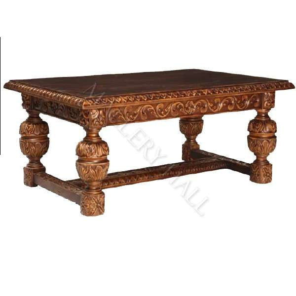 Grand Carved Cocktail Table with Hand-Carved Cocktail Table