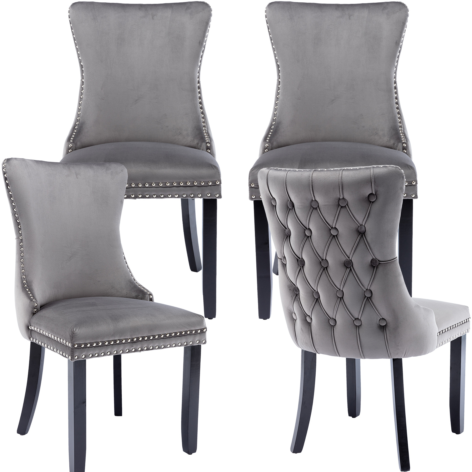 Gray Dining Chairs Set Of 4, Kitchen &amp;amp; Dining Room Chairs Set Of 4, Tufted Dining Chairs, Velvet ... intended for Gear Dining Side Chair Set Of 4, Gray