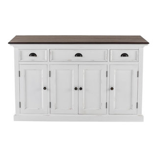 Halifax Accent White Distress &amp;amp; Deep Brown Buffet With 4 Doors 3 ... intended for Unveiling the Charm of the Halifax Accent Buffet Its Unique Style Explained