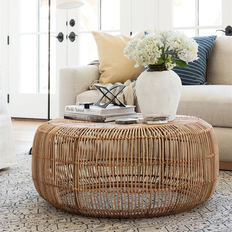 Hand Woven Rattan Coffee Table – Wefurnished | Rattan Coffee Table ... throughout Charcoal Round Coffee Table with Rattan Elements A Guide to Styling