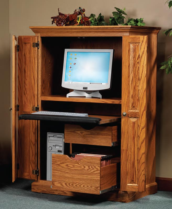 Heirwood Computer Armoire In Solid Hardwood - Ohio Hardwood Furniture pertaining to Understanding the Craftsmanship Behind Lite Oak Computer Armoires