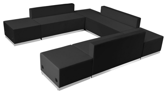 Hercules Alon Series Black Leather Reception Configuration, 7 Pieces ... for Designing Your Reception Area with the Hercules Alon Black Leather Configuration