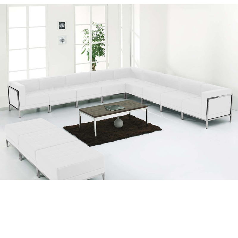Hercules Imagination Series Melrose White Leather Sectional &amp;amp; Ottoman Set, 12 Pieces - By Flash ... regarding Hercules Imagination Melrose White Leather Sectional Configuration, 6 Pieces