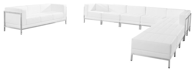 Hercules Imagination Series Melrose White Leather Sectional,Sofa Set, 10 Pieces, 27.25&amp;amp;Quot;H ... within Hercules Imagination Melrose White Leather Sectional Configuration, 6 Pieces