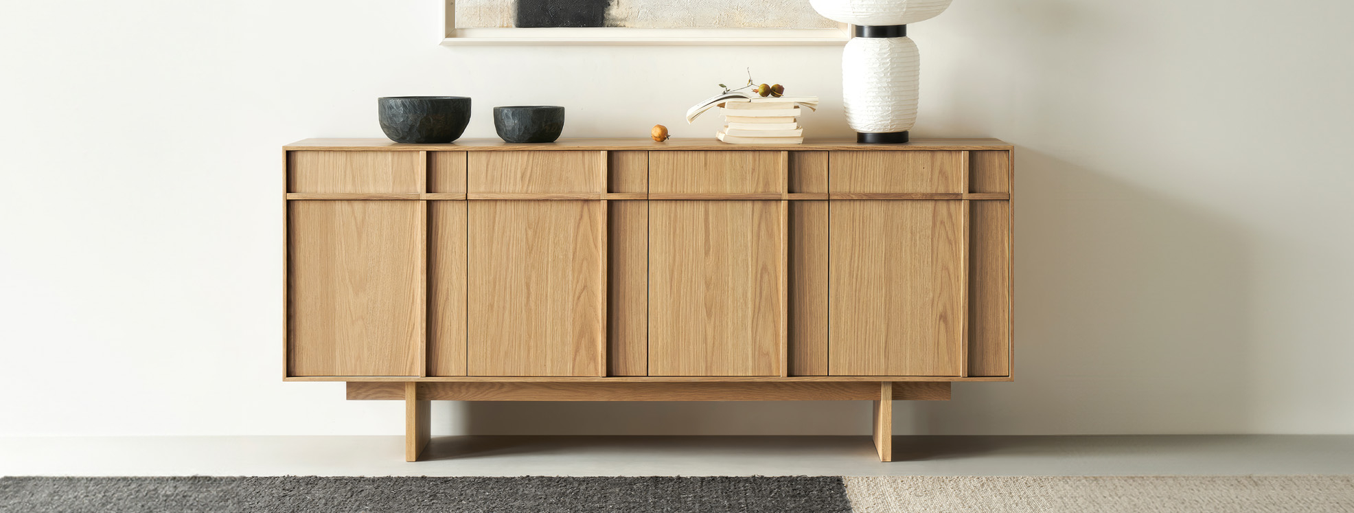 Hernest | 63 Inch Natural Wood Finish Sideboard With Push To Open Doors in Caring for Your Natural Wood Sideboard for Lasting Appeal