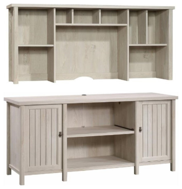 Home Square 2-Piece Set With Credenza &amp;amp; 59&amp;quot; Hutch In Chalked Chestnut ... throughout Inside the Design of the Chalked Chestnut Home Square Furniture Set