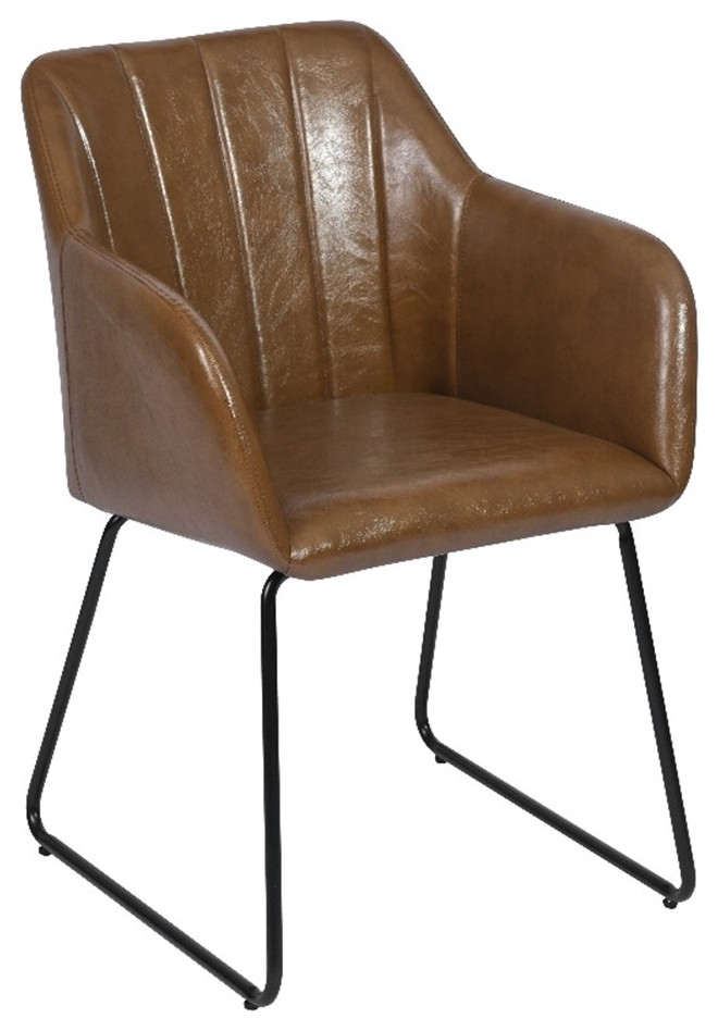 Homycasa Brown Faux Leather Upholstered Arm Dining Chairs(Set Of 2 ... with regard to Homycasa Modern Leather Upholstered Side Chair In Black ( Set Of 4 )