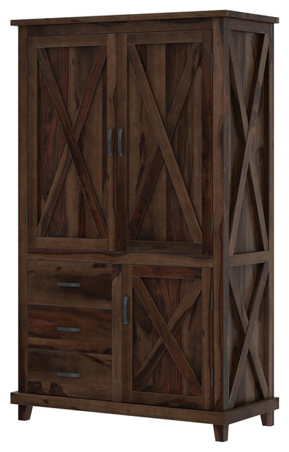 In Stock: Antwerp Rustic Farmhouse Solid Wood Large Clothing Armoire ... intended for Embracing Rustic Elegance with a Solid Wood Wardrobe