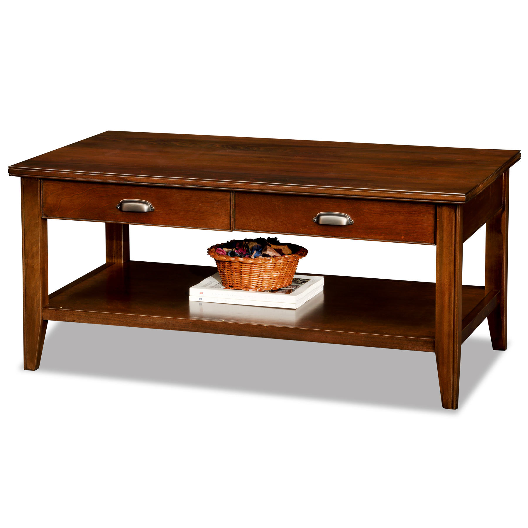 Leick Laurent Two Drawer Solid Wood Coffee Table for Leick Laurent Two Drawer Solid Wood Coffee Table In Chocolate Cherry