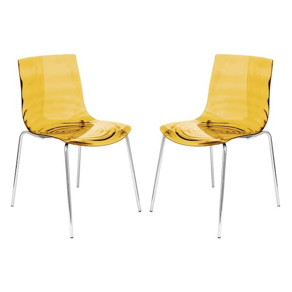 Leisuremod Astor Water Ripple Design Modern Lucite Dining Side Chair With Metal Legs Set Of 2 In ... intended for The Design Philosophy Behind the Astor Ac20Tbu Dining Chair
