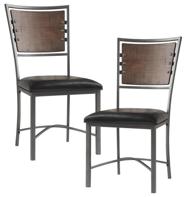 Lexicon Fideo Metal Dining Room Side Chairs In Burnished/Black (Set Of ... pertaining to