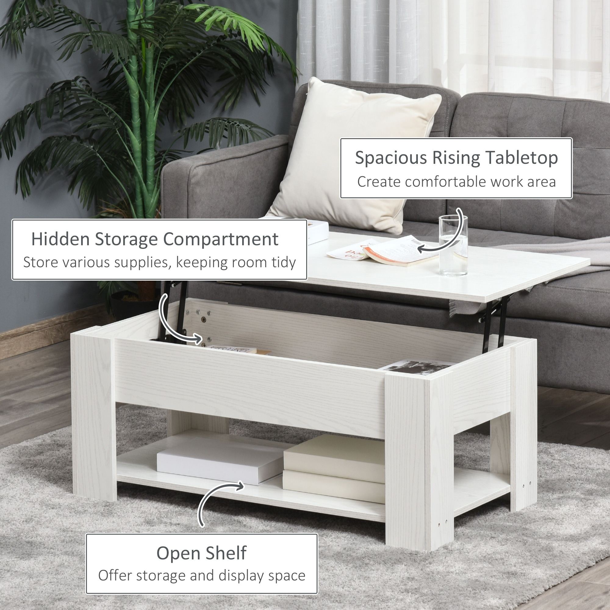 Lift Top Coffee Table With Storage Space Modern Rising Tabletop Dining ... for The Hidden Benefits of Coffee Tables with Lift-Up Tops and Storage