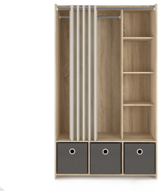 Lola 3 Bin Curtain Storage Center - Transitional - Armoires And Wardrobes - By Tvilum | Houzz in A Practical Guide to Organizing Your Lola 3 Bin Curtain Storage