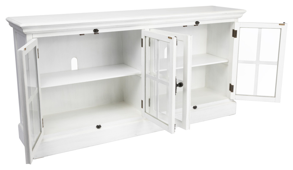 Mabry White Four Door Cabinet - Traditional - Console Tables - By ... in Understanding the Versatility of a Solid Wood White Four-Door Cabinet