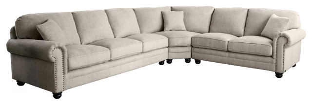 Maeve 3 Piece Fabric Sectional Sofa - Traditional - Sectional Sofas - By Abbyson Home | Houzz with Discovering Comfort and Style with the Maeve Sectional Sofa in Sand