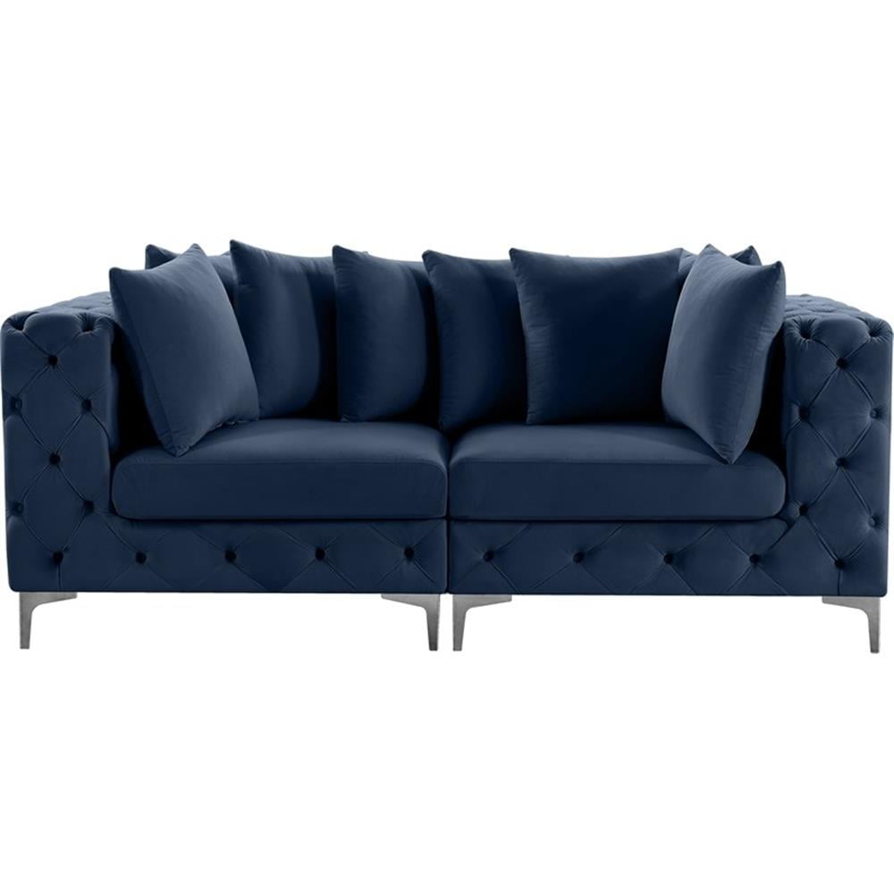 Maklaine Modern / Contemporary Navy Finish Velvet Modular Sofa ... for Maklaine Contemporary Velvet Standard Cloud Modular Sectional Sofa In Navy