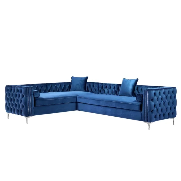 Marcello Velvet Corner Sectional within Arc Velvet Upholstered 6-Pc. L-Shaped Modular Sectional, Saddle