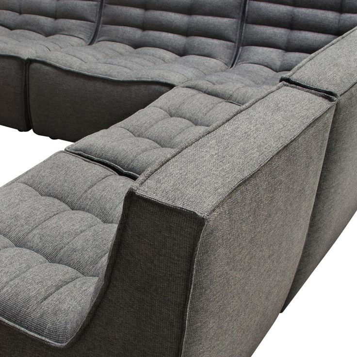 Marshall 5Pc Corner Modular Sectional W/ Scooped Seat In Grey Fabric By ... in Marshall 5Pc Corner Modular Sectional Scooped Seat In Grey Fabric