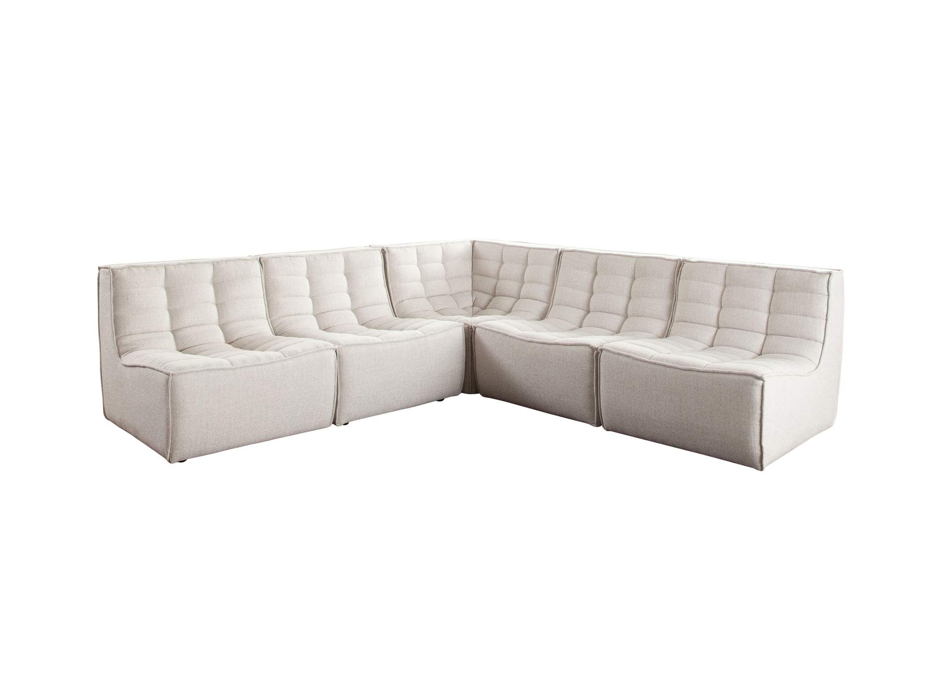 Marshall 5Pc Corner Modular Sectional W/ Scooped Seat In Sand Fabric intended for A Deep Dive into the Scooped Seat Design of the Marshall Sectional