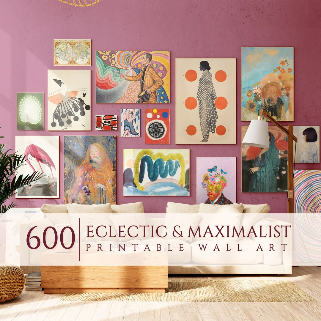 Mega Bundle Of Eclectic Gallery Wall Set, Maximalist Wall Art, Vintage ... intended for Product Of The Week Maximalist Wall Art Mega Bundle
