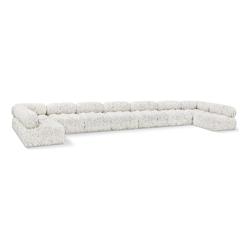 Meridian Furniture Ames Cream Boucle Fabric Modular Sectional - Walmart.com in Ames Boucle Fabric L-Shaped Modular Sectional, Cream, 6-Piece: 4 Armless Chair, 2 Corner Chair