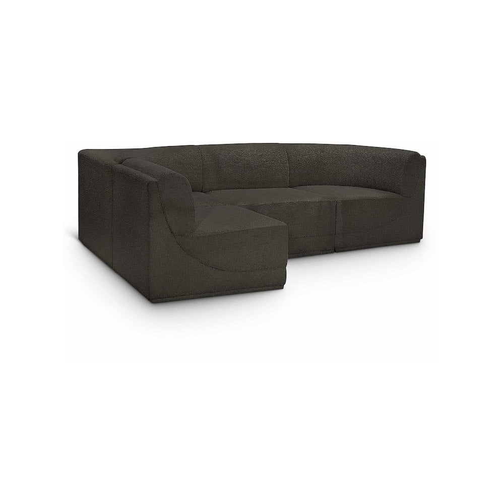 Meridian Furniture Ollie Brown Boucle Fabric Modular Sectional ... intended for Ollie Black Boucle Fabric L-Shaped Modular Sectional, Grey, 5-Piece: 2 Armless Chair, 3 Corner Chair