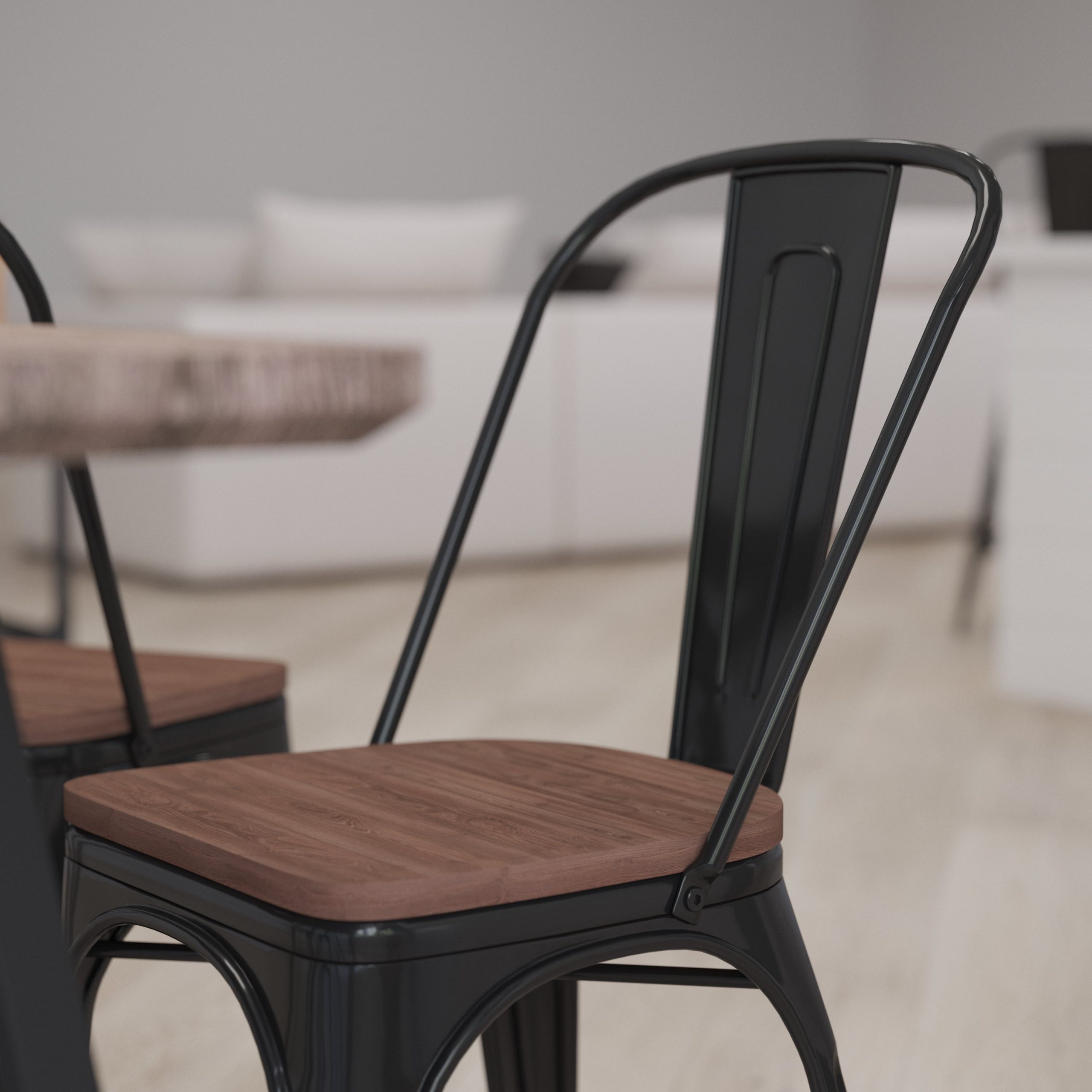 Merrick Lane Black Metal Dining Chair With Curved Vertical Slatted Back ... with regard to Understanding the Durability of Black Metal Dining Chair Frames