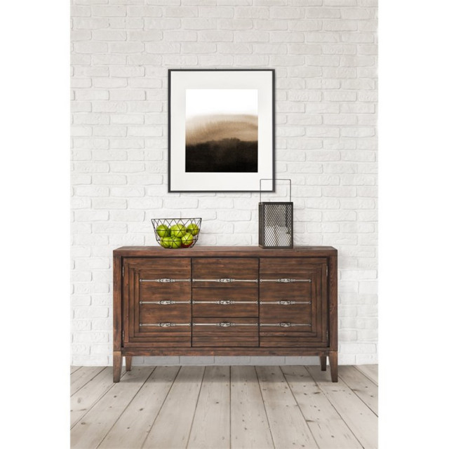 Michael Amini Carrollton Spruce Solids Wood Sideboard In Rustic Ranch Brown - Tropical - Buffets ... with regard to Michael Amini Carrollton Spruce Solids Wood Sideboard In Rustic Ranch Brown