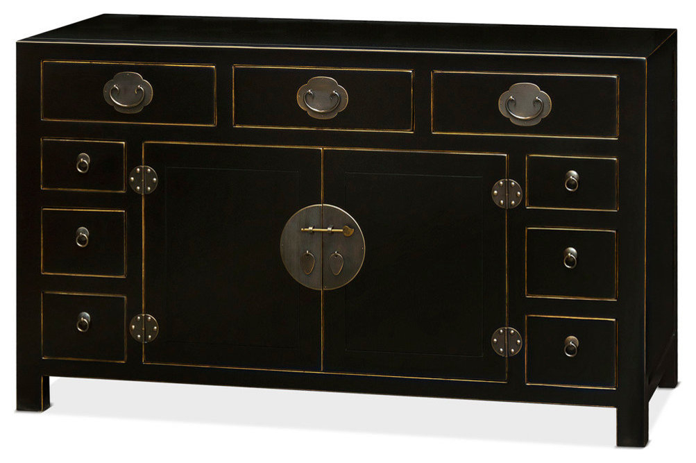 The Story Behind Every Mark The Allure of Ming Style Black Distressed Sideboards