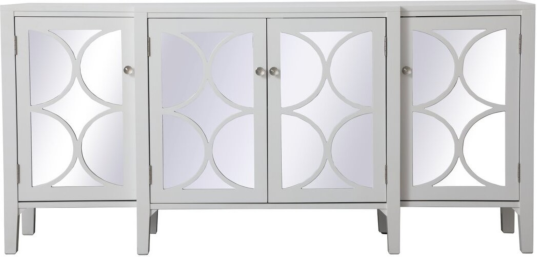 Modern 72 Inch Mirrored Credenza In White - 1Stopbedrooms. inside