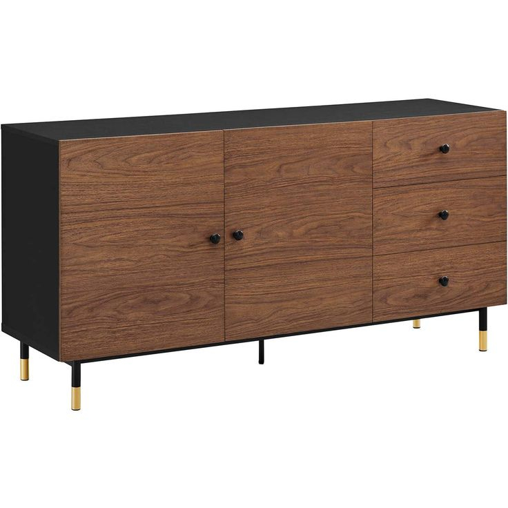 Modway Eei-6283-Blk-Wal Nexus Storage Cabinet Sideboard Black Walnut Finish pertaining to Modway Kurtis 59&amp;quot; Modern Style Mdf And Particleboard Sideboard In Walnut