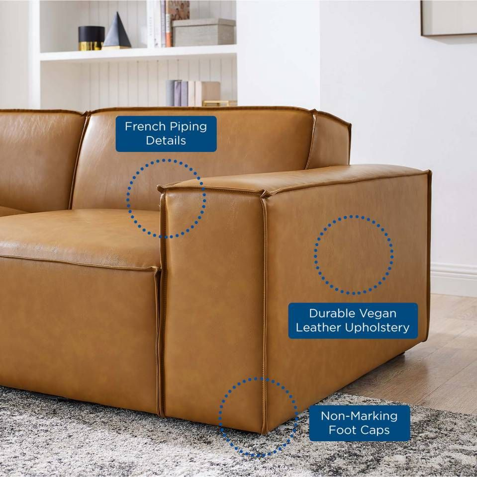 Modway Restore Vegan Leather 3-Piece Sofa-2 Sectional Sofas Living Room, Leather Sectional Sofa ... in Bartlett Vegan Leather Vegan Leather 5-Piece Sectional Sofa Tan