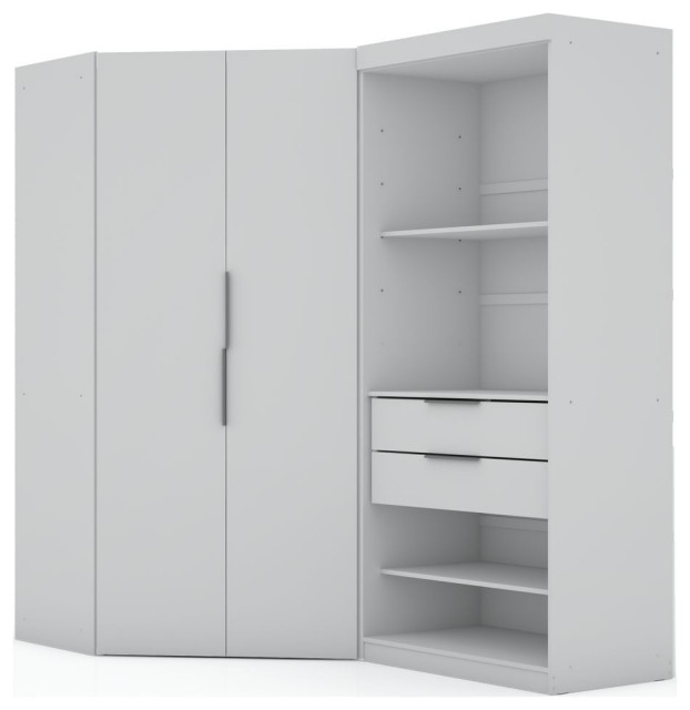 Mulberry 2.0 Semi Open 2 Sectional Corner Closet, White - Transitional ... in Maximizing Your Space The Versatile Mulberry Open 2 Sectional Wardrobe